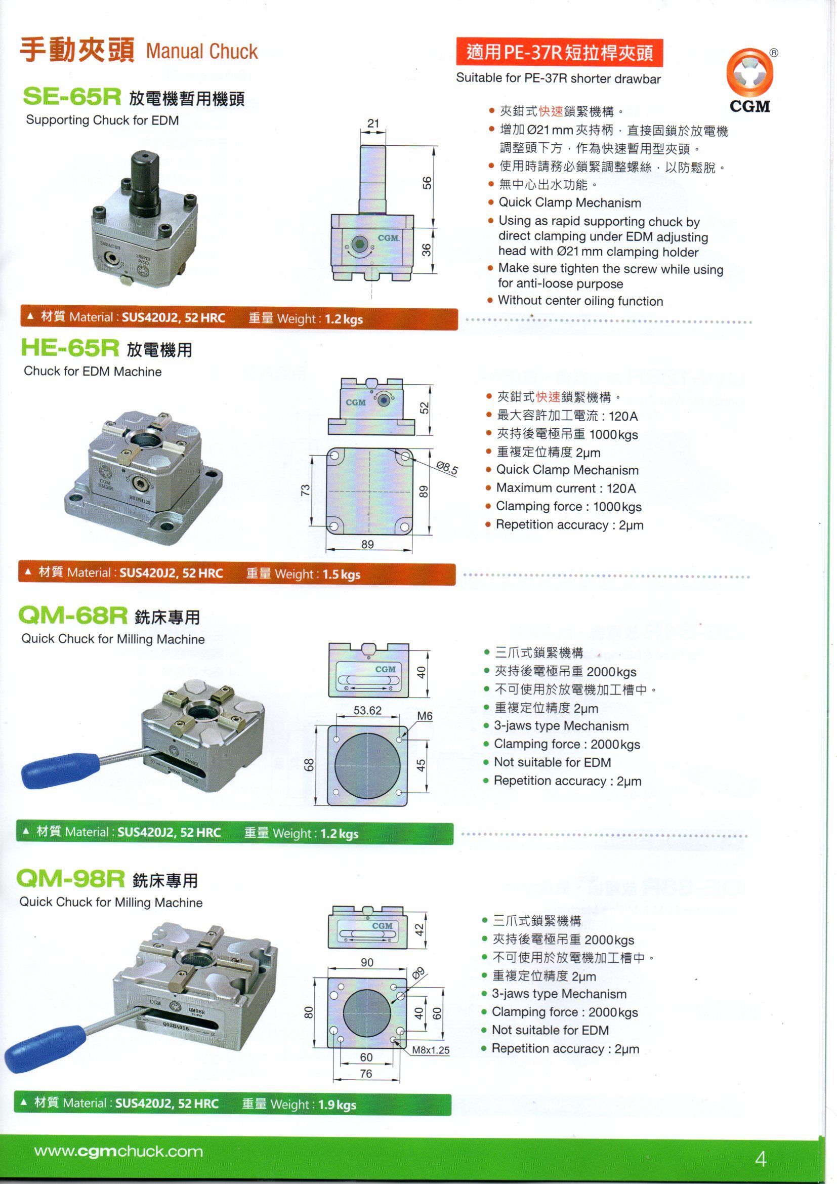 Anti Rust Capability Manual Chuck For Milling Machine