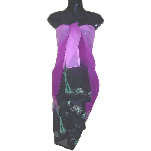 Polyester Ladies Printed Pareo - 100 x 180 cm, Pink & Black | Breathable Fabric, Unique Designs, Quick Dry, Ideal for Office or Party Wear