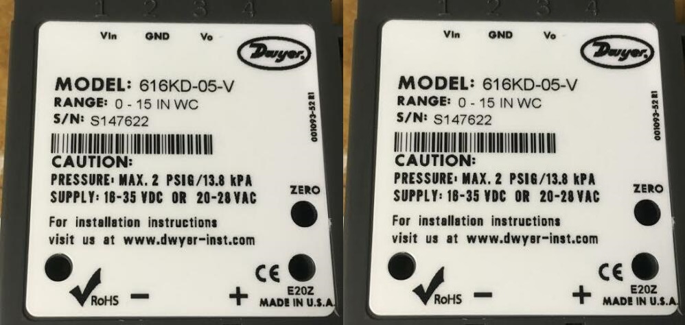 Dwyer 616kd-a-12 Differential Pressure Transmitter Accuracy: +/- 0.25% %
