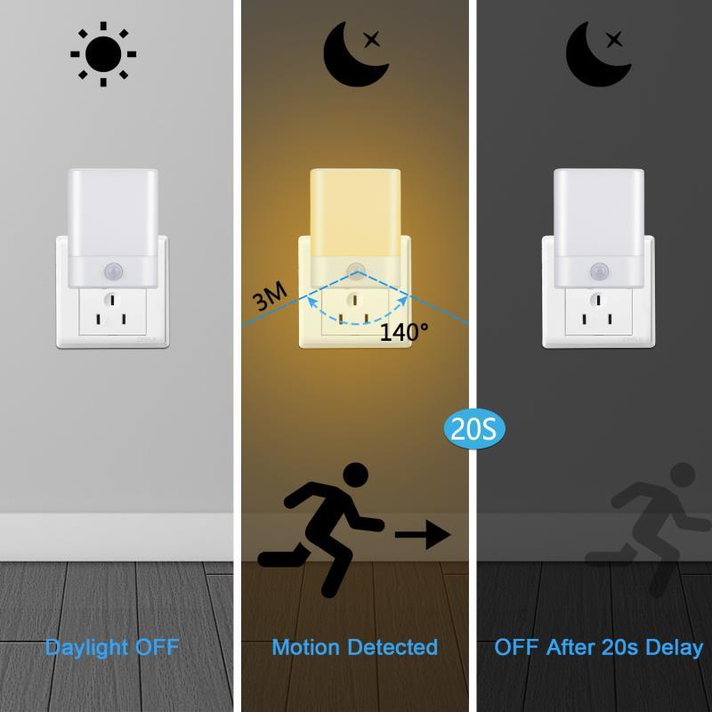 Motion Sensing Night Light - Ac 110-240v, 0.5w Power Consumption, 50,000 Hour Lifespan | Auto/off/on Toggle Switch, Warm White Led, Ideal For Indoor Use