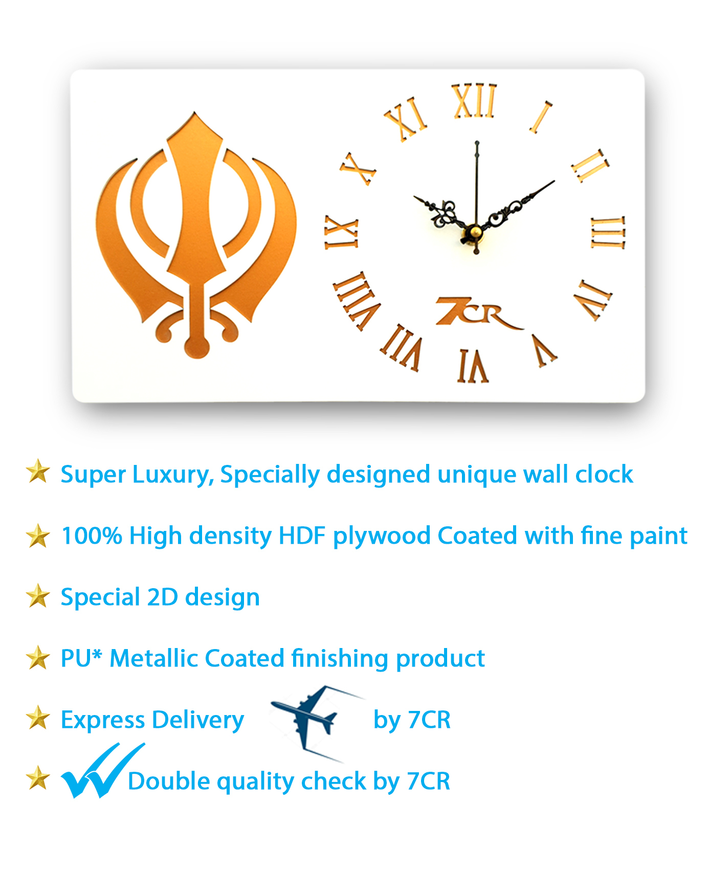 Khanda Shape Roman Wall Clock