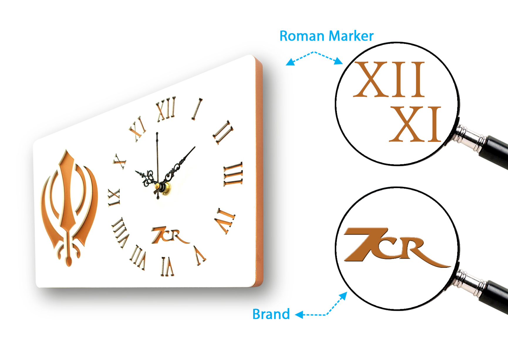 Khanda Shape Roman Wall Clock