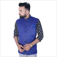 मेन्स ब्लू नेहरू जैकेट