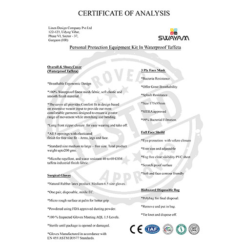 Tafetta Ppe Kit 60gsm