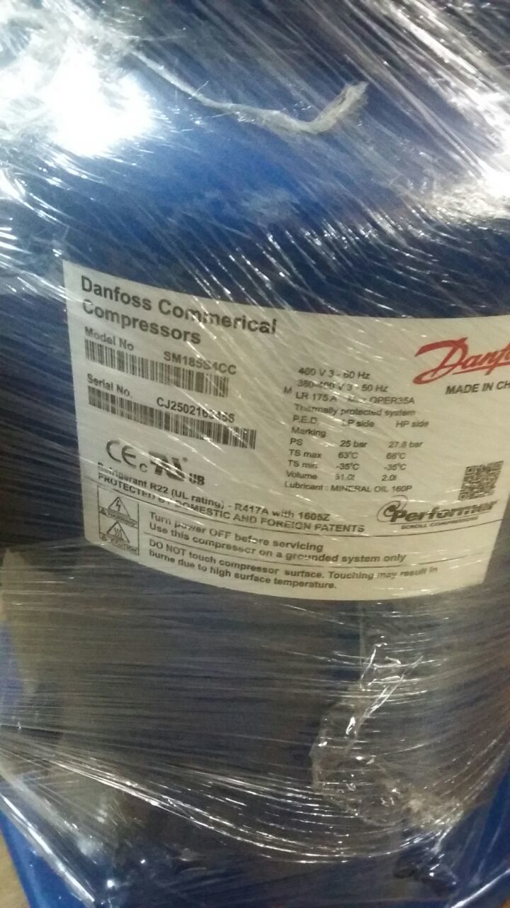 Danfoss Scroll Compressor - 65-75 Kg, Blue Color, 380-460v Ac Power | Silent Operation, Lubricated Type, Warranty 3 Months, Ideal For Chiller Plant Ac