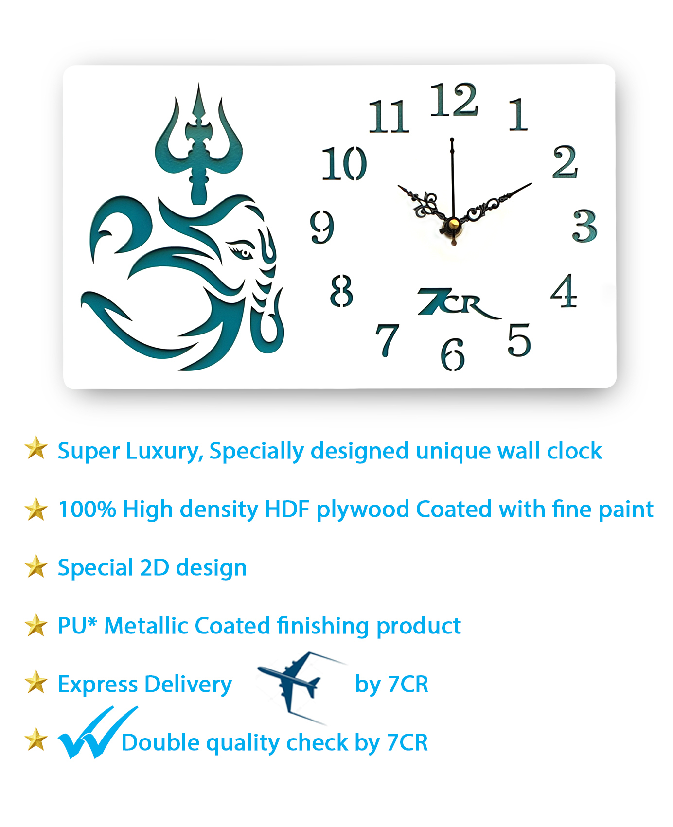 White Trishul Wall Clock