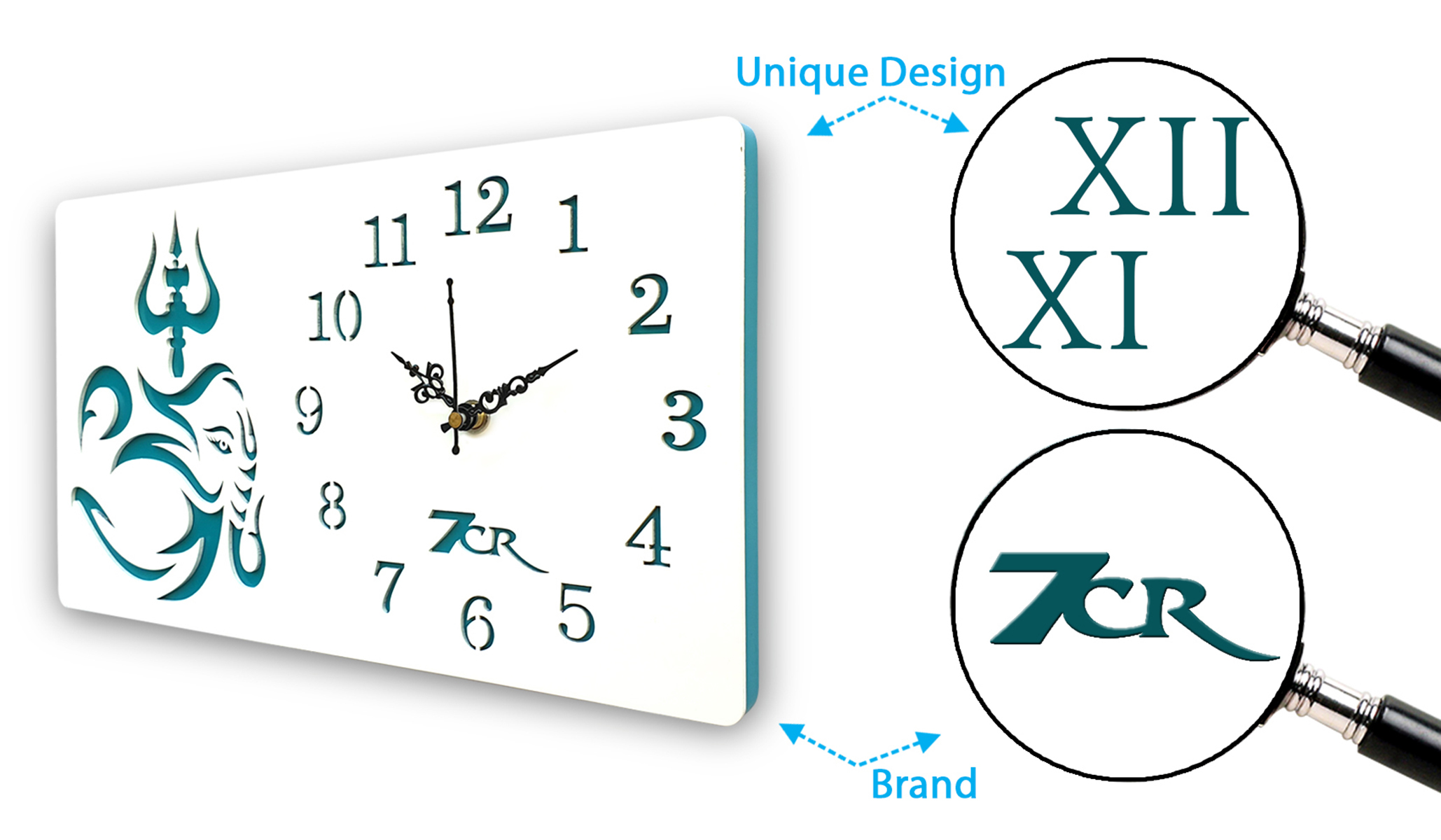 White Trishul Wall Clock