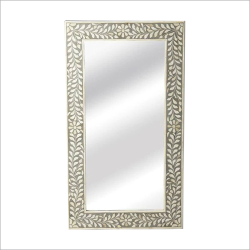 Bone Inlay Mirror Frame - Bone Inlay Material, Various Sizes and Rectangular Shape | Polished White Finish, Adjustable Hooks and Stands for Versatile Installation