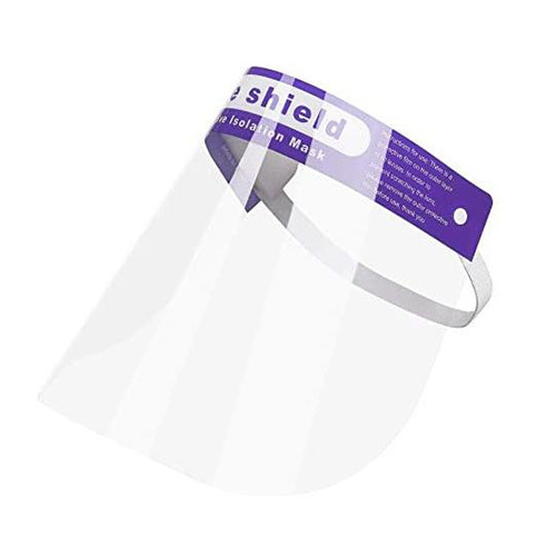 Protective Face Shield - Flexible Transparent PVC, Standard Size, Clear View with Elastic Strap | Comfortable Contoured Foam for Enhanced Forehead Fit