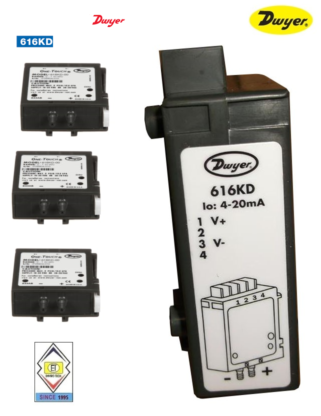 Dwyer 616kd-a-13-v Differential Pressure Transmitter Accuracy: +/- 0.25% Fs %