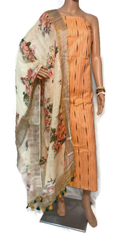 Pure Linen Digital Printed Long Dupatta Set - 120 Count Top (2.5 Mtrs, Width 44") | Traditional Indian Ethnic Wear, All-season Versatility