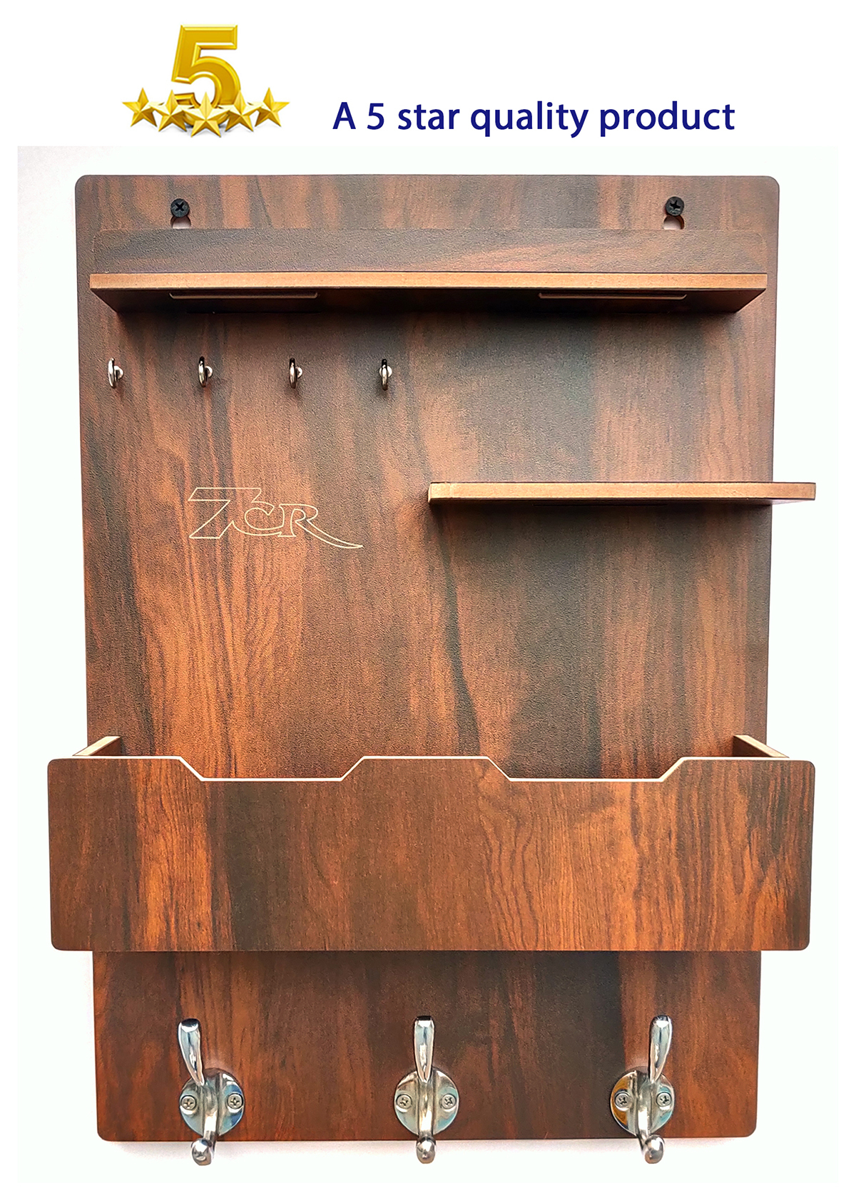 Wood 3 Hook Multipurpose Key Holder