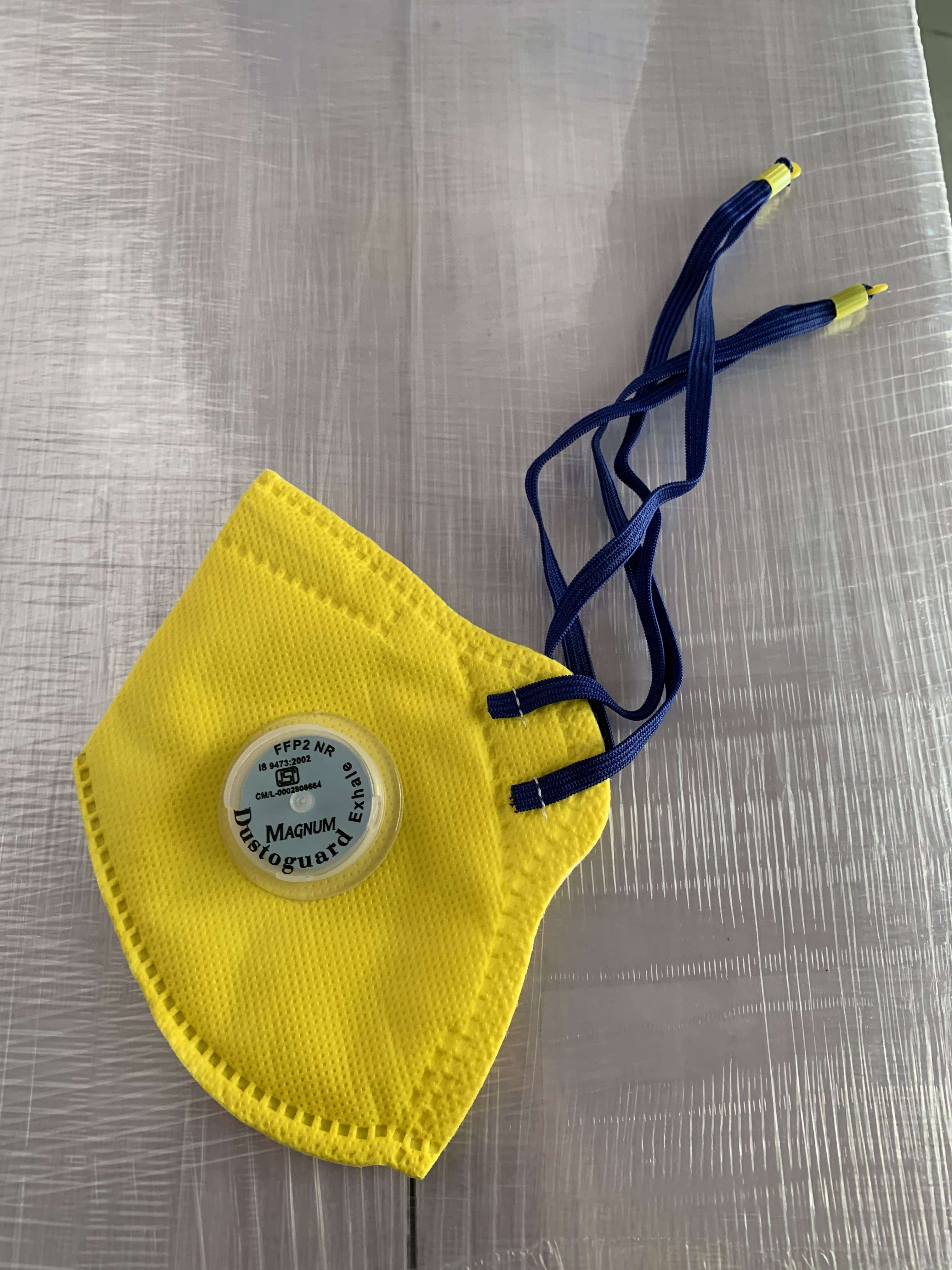 Magnum N95 Respiratory Mask - Isi & Niosh Certified, 95% Filter Efficiency, Yellow Color, Effective Covid-19 Protection With Expiratory Valve