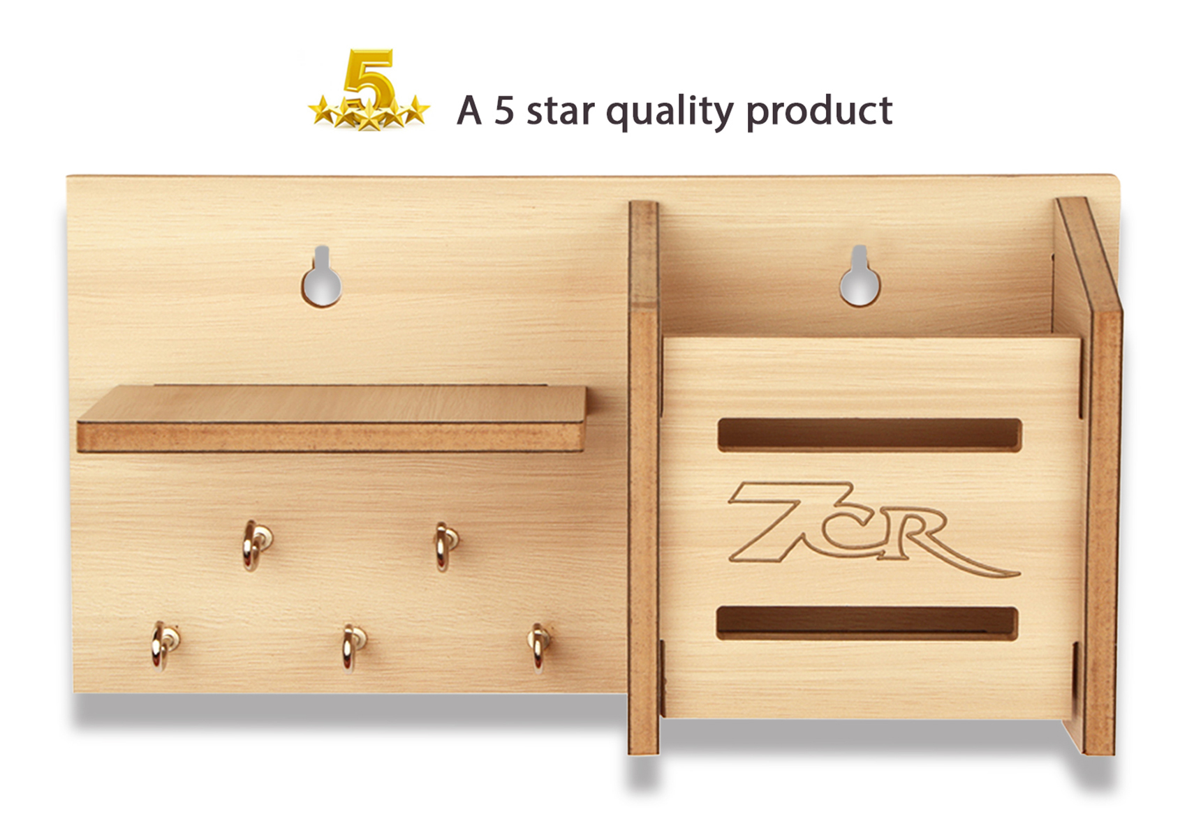 Designer Key Holder - Wood | High Strength, Multi-key Organization, Wall-mountable Design For Effortless Key Management