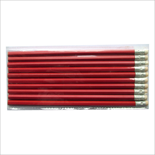Red Eraser Wooden Pencil - Wooden Material, 7-8 Inches Length, Red Color | Graphite Lead, Fancy Style, for Writing and Artistic Drawing
