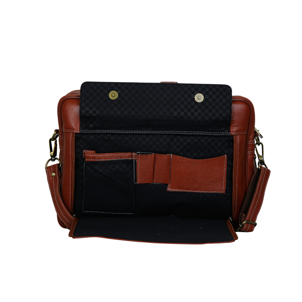 Mybae Office Leather Laptop Bag - Leather, Customizable Size And Color | Durable, Lightweight, Multiple Pockets, Elegant Design