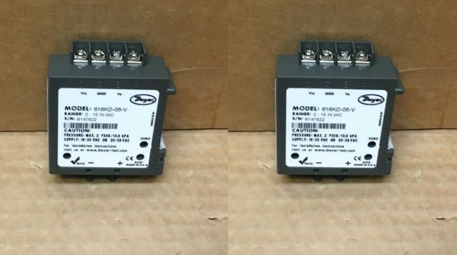 Dwyer 616kd-b-02 Differential Pressure Transmitter - Plastic, 3.33 X 2.41 X 1.03 Inches, Black, 1.00% Accuracy, 0-3.00" Wc, 4-20 Ma Output, Ideal For Air Handling Units And Duct Pressure Monitoring