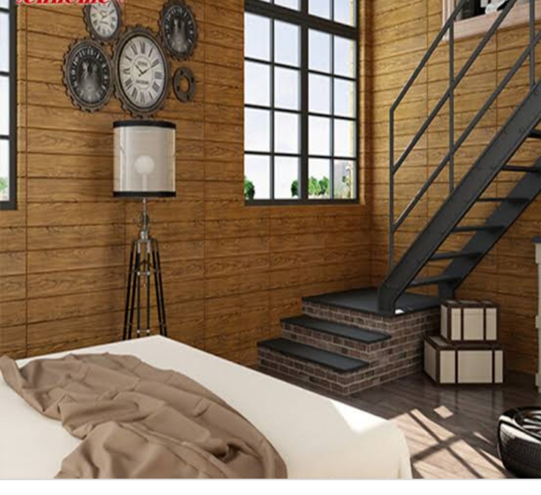3d Teak Self Adhesive External Wall Materials