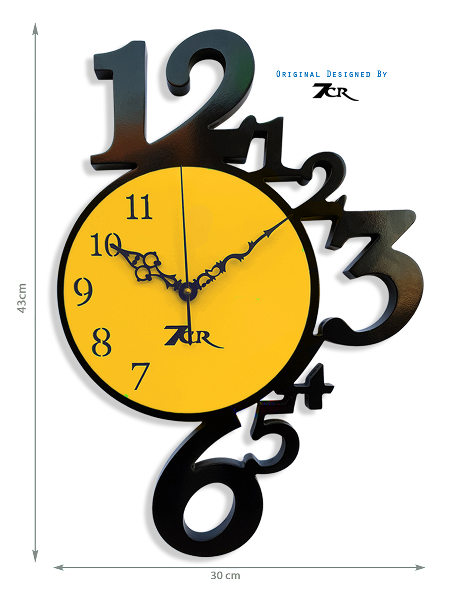 Black And Yellow 12 To 6 Wall Clock