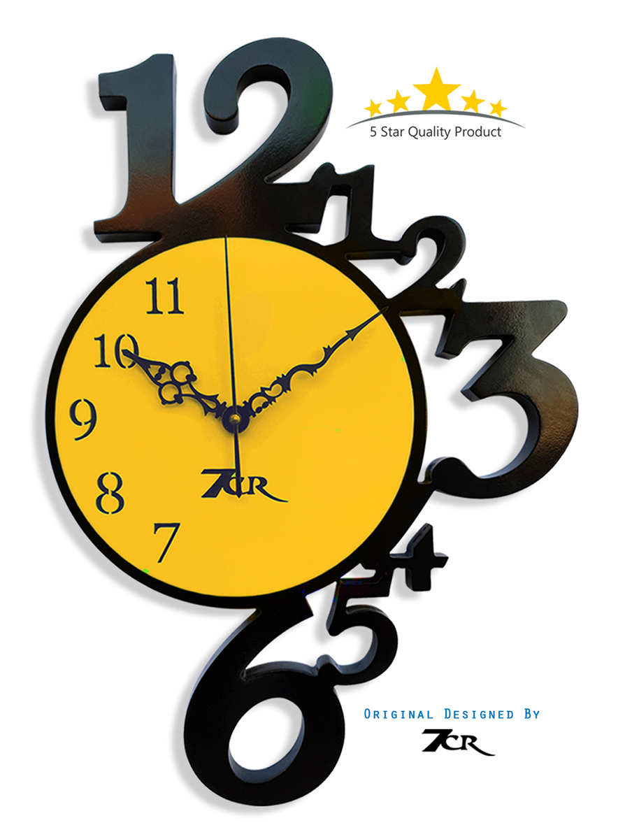 Black And Yellow 12 To 6 Wall Clock