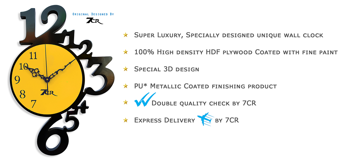 Black And Yellow 12 To 6 Wall Clock