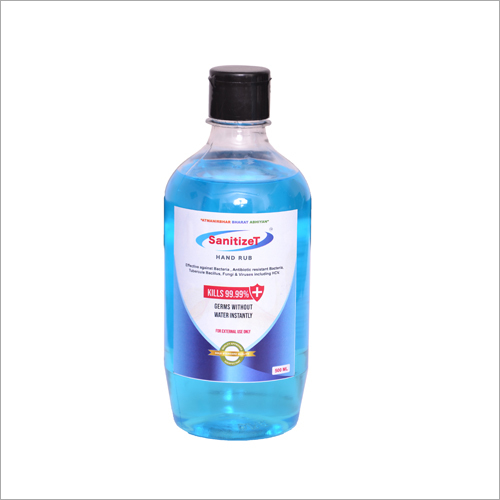 500 Ml Liquid Hand Rub - Liquid Formula, 500 Ml Size, Transparent Bottle With Flip Top Cap | Non-irritant, Pleasant Fragrance, Kills 99.99% Of Bacteria And Viruses