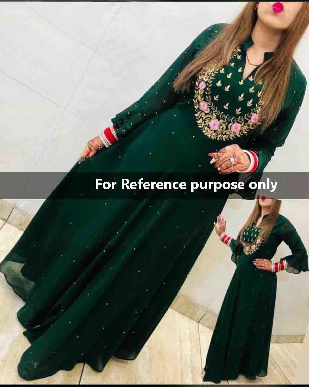 Fancy Long Kurti - Georgette Fabric, Size L (40) Xl (42) Xxl (44) | Multi Color, Embroidered Design, Bell Sleeves, Anti-wrinkle, Plus Size