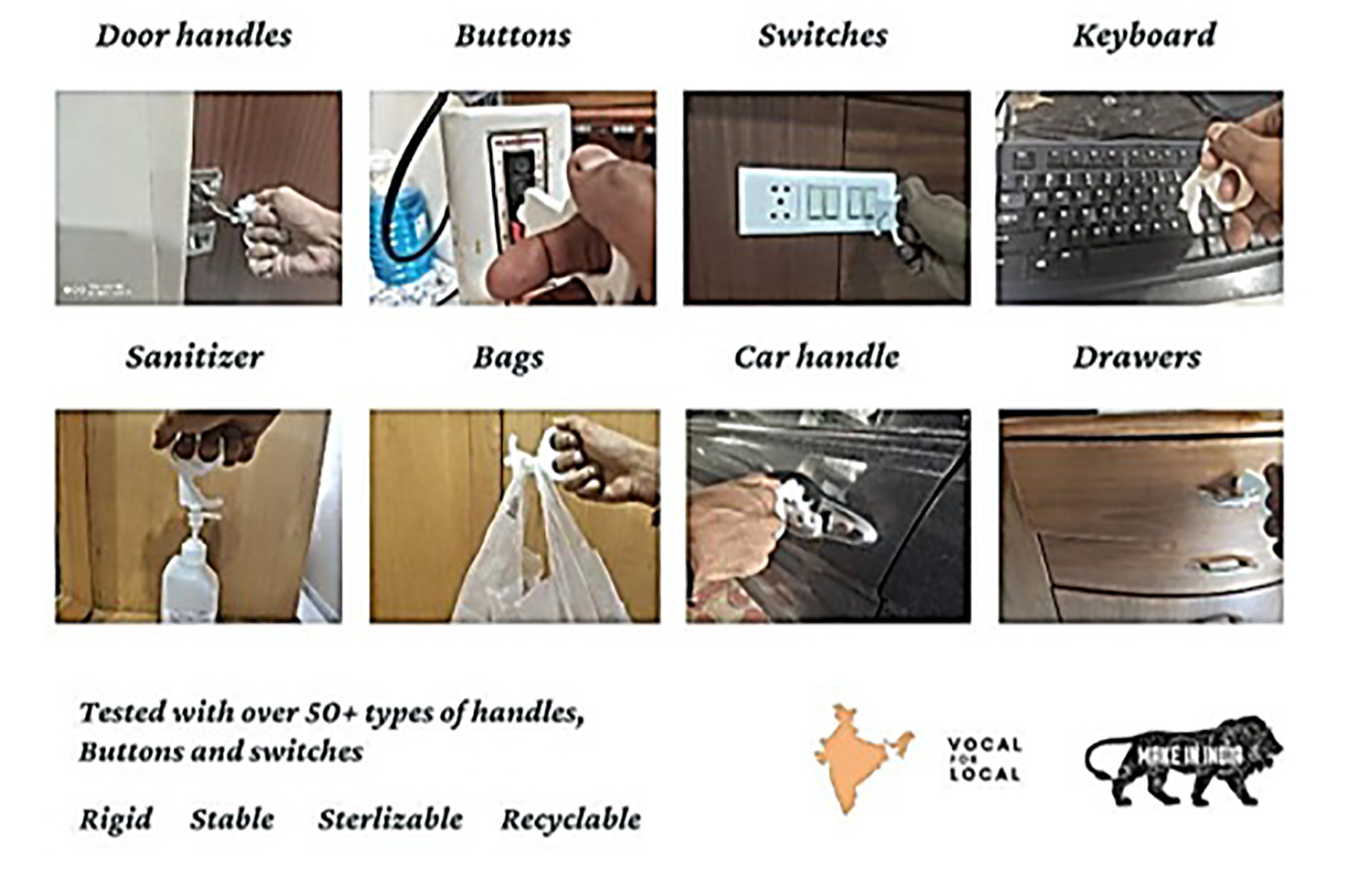 Covid Key - Plastic, 3 Inches Approx | White, Pocket-sized Safety Key By Dr. Reddy For Touchless Access To Sensitive Surfaces