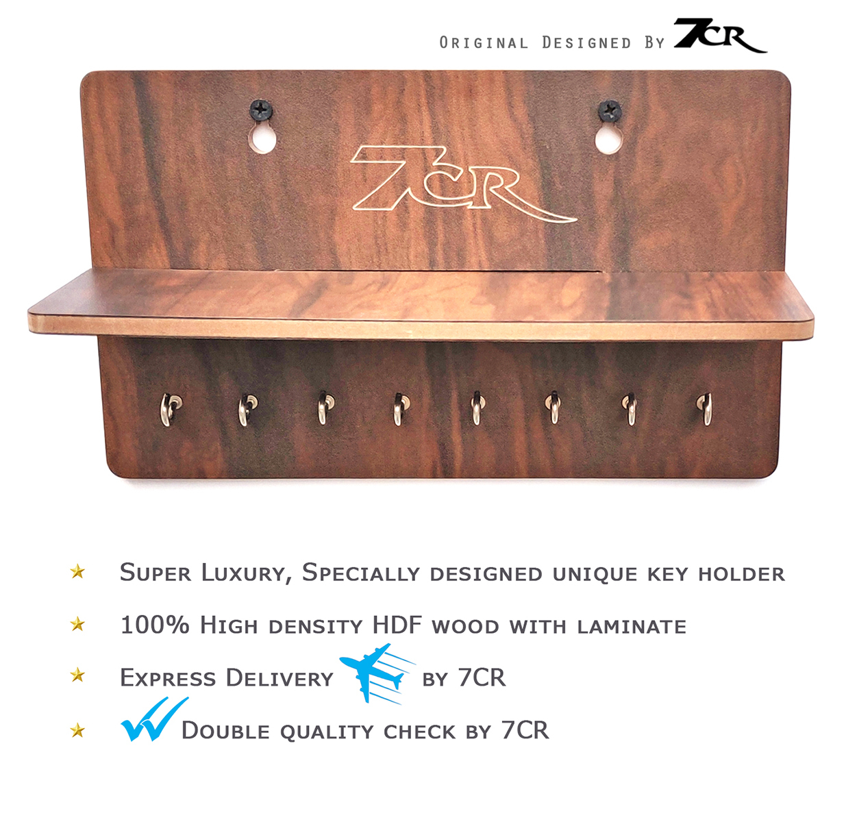 8 Hook Key Holder With Shelf