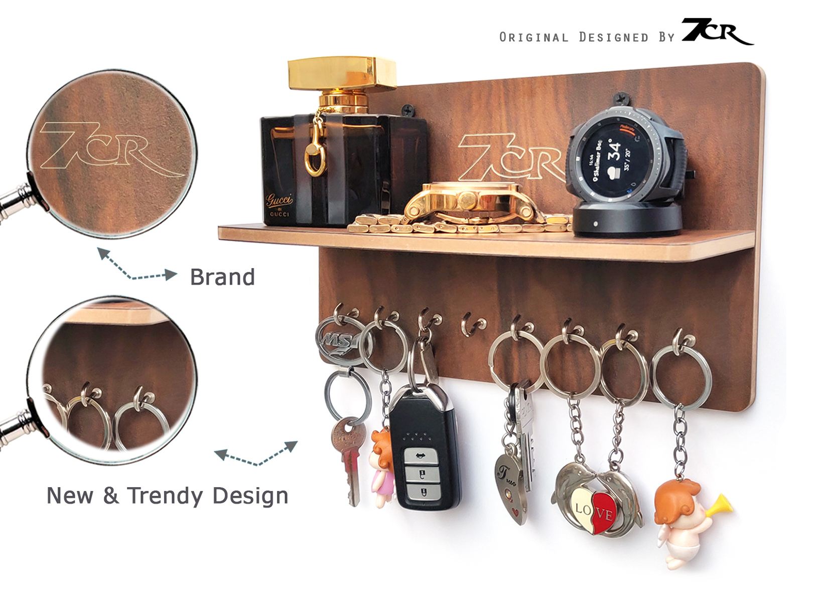 8 Hook Key Holder With Shelf