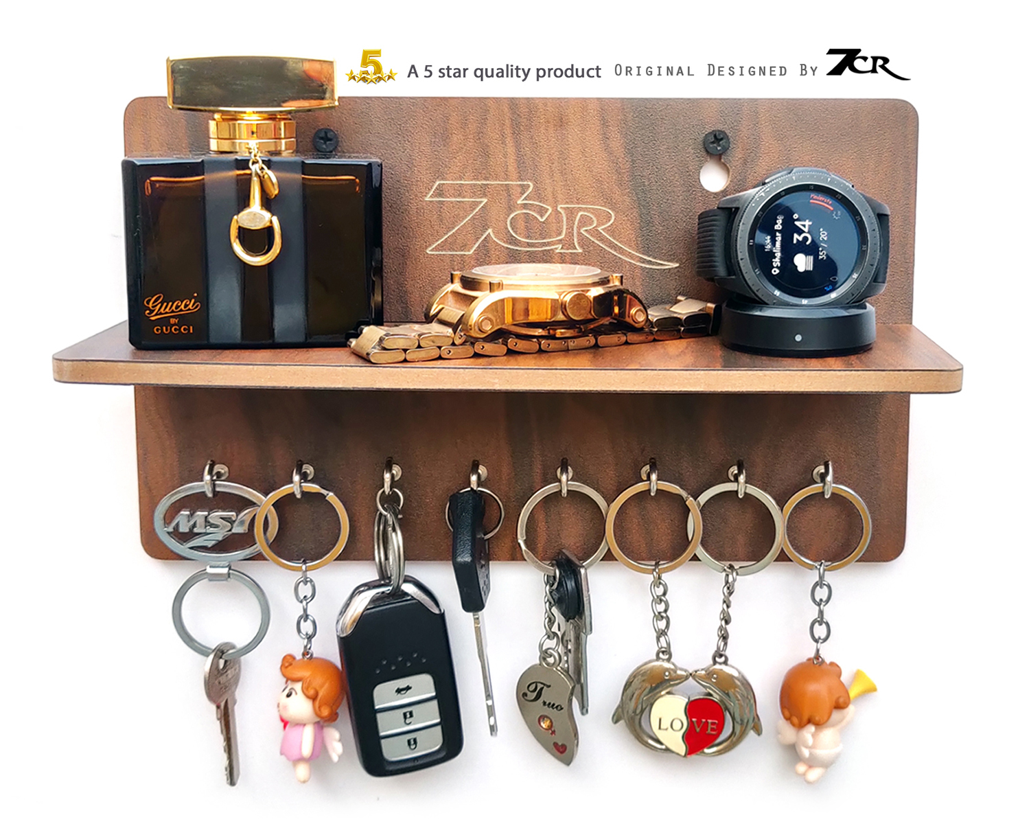 8 Hook Key Holder With Shelf