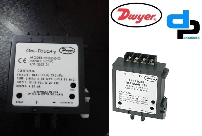 Dwyer Instruments Differential Pressure Transmitter - 0-25.00" Wc, 2.00% Accuracy, Black Plastic, One-touch Calibration, Din Rail Mount