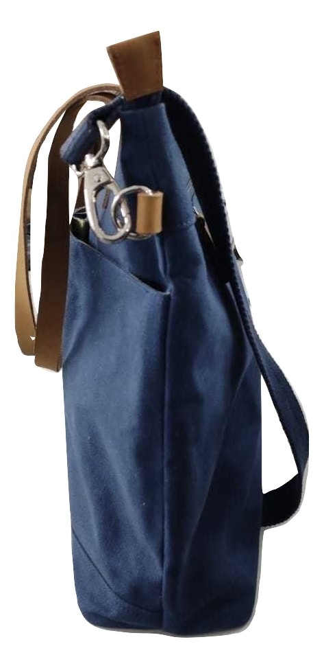 Genuine Leather Canvas Shoulder Bag - Dark Blue , Elegant And Fashionable Women's Handbag For Weddings, Parties, And Evening Events