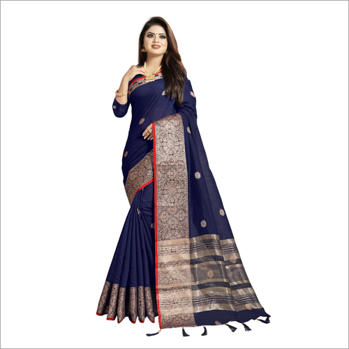 Available In Different Color Fancy Cotton Saree