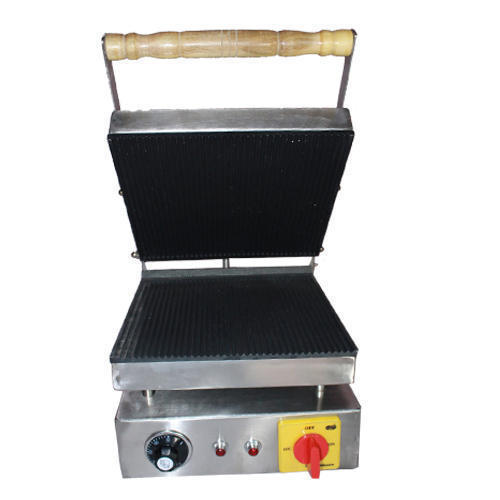 Commercial Sandwich Griller - Stainless Steel, 17x12x13 Inches | 3.5 Kw Power, Non-stick Plates, For Hotels And Restaurants