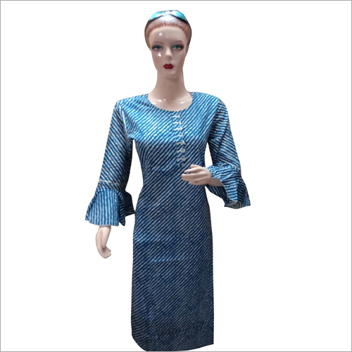 ब्लू डिज़ाइनर प्रिंट जयपुरी लहरिया कुर्तियां