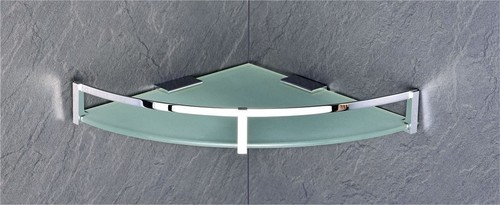 Brass Glass Corner - 10" x 10" , Wall Mounted with Chrome Finish and 1.5 lbs Weight
