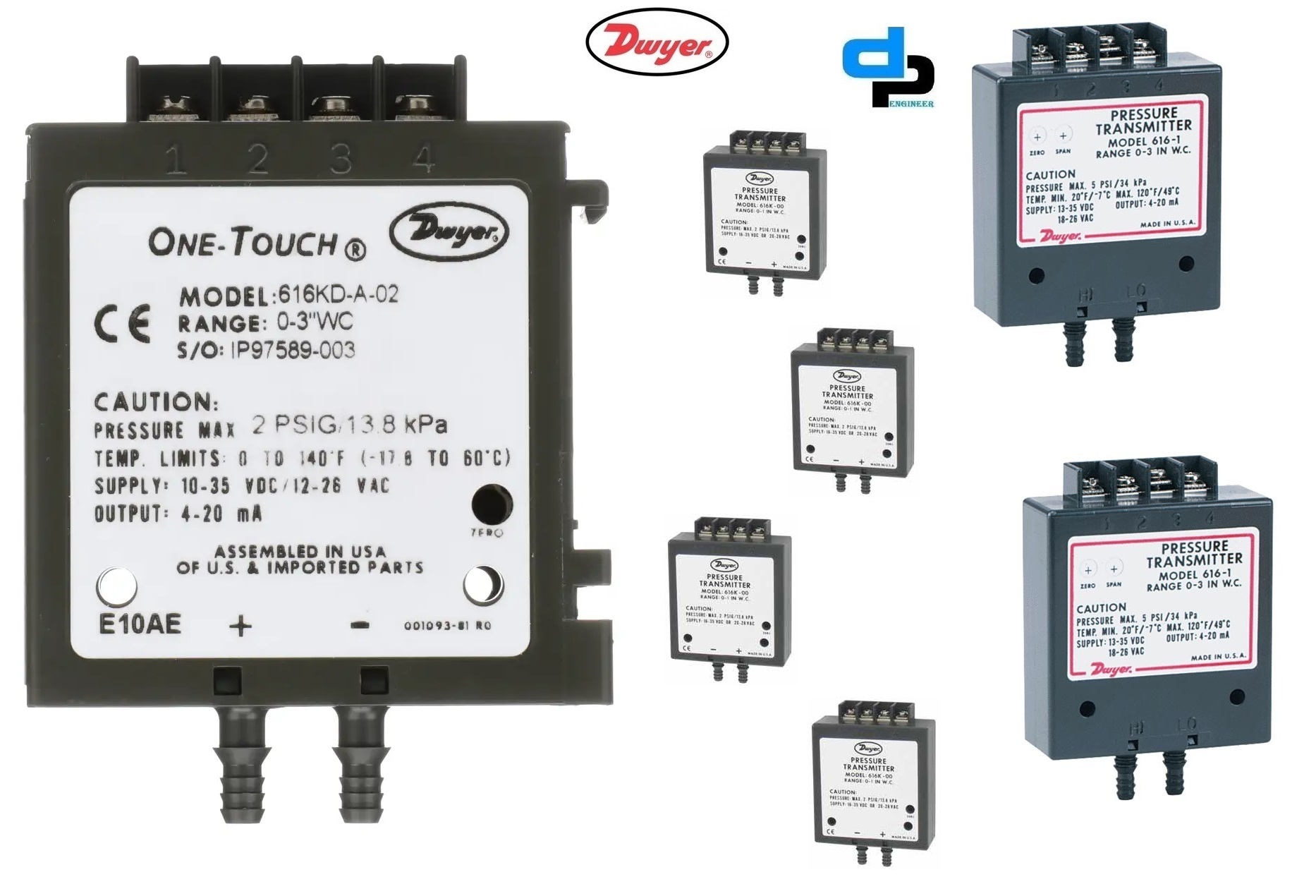 Dwyer 616kd-10-v Differential Pressure Transmitter (616kd-10-v) Accuracy: A 0.25% %
