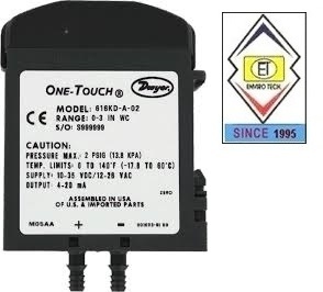 Dwyer Differential Pressure Transmitter - Black Plastic, 0-25" W.c. Range, +/- 1.0% Fs Accuracy | One-touch Digital Calibration, 4-20 Ma Output, Lightweight 1.8 Oz