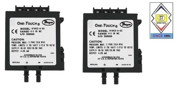 Dwyer Differential Pressure Transmitter - Black Plastic, 0-25" W.c. Range, +/- 1.0% Fs Accuracy | One-touch Digital Calibration, 4-20 Ma Output, Lightweight 1.8 Oz