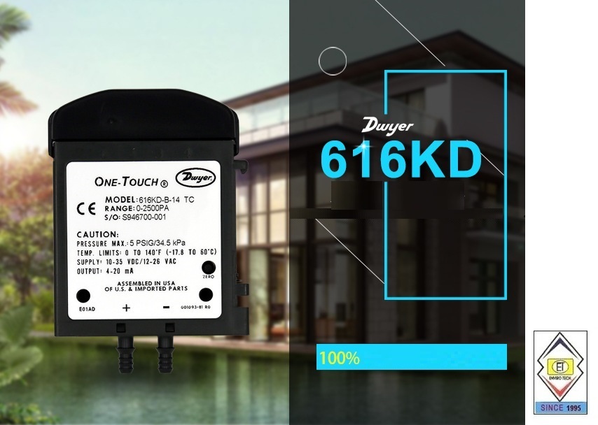 Dwyer 616kd-b-08 Differential Pressure Transmitter Accuracy: +/- 1.0% Fs  %