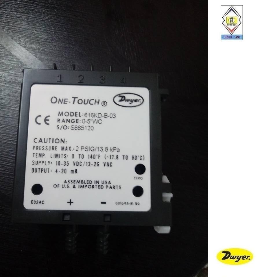 Dwyer 616kd-b-10 Differential Pressure Transmitter Accuracy: +/- 1.0% Fs %