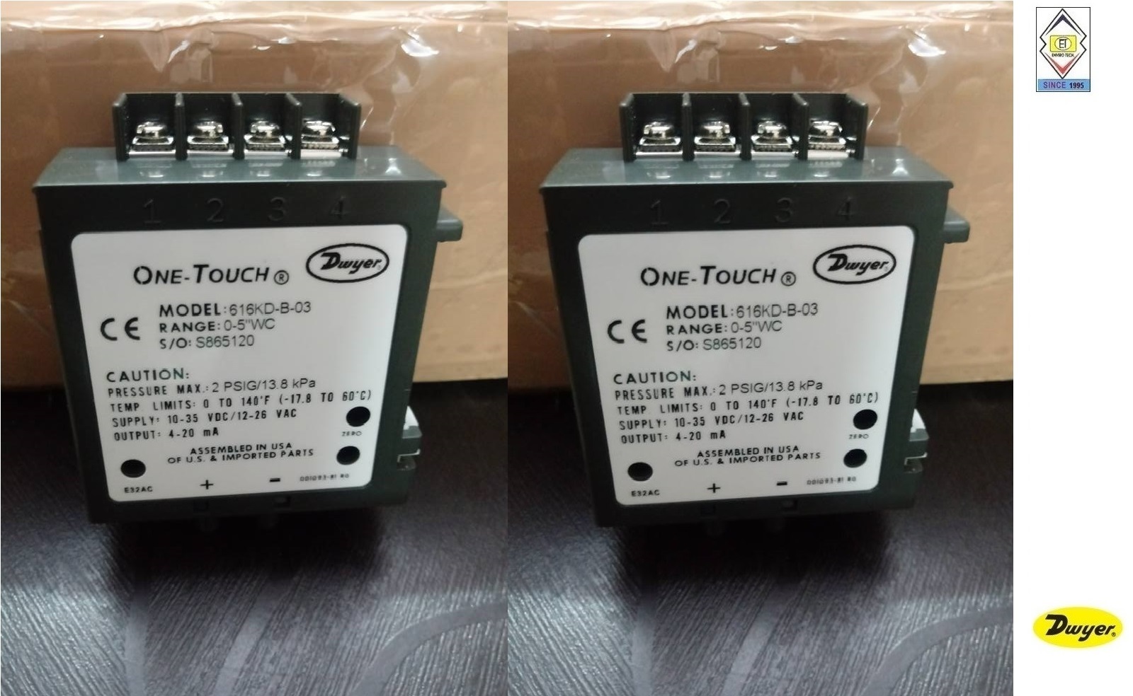 Dwyer 616kd-b-10 Differential Pressure Transmitter Accuracy: +/- 1.0% Fs %