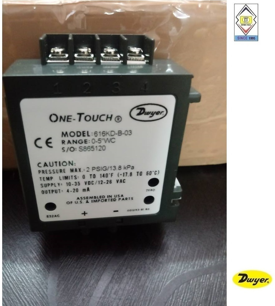 Dwyer 616kd-b-10 Differential Pressure Transmitter Accuracy: +/- 1.0% Fs %