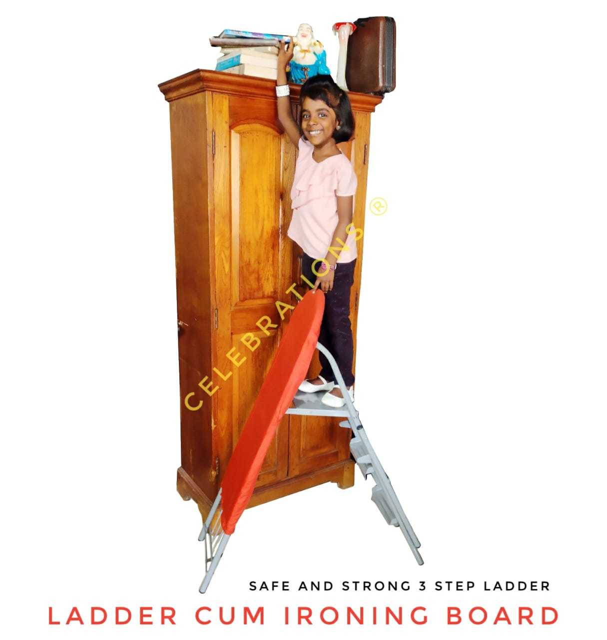 Foldable Ladder With Ironing Board