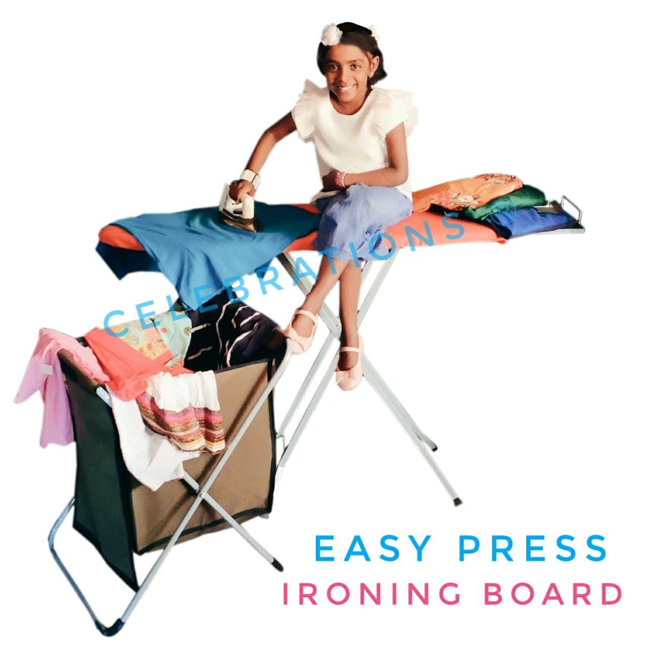 Silver / Grey Easy Press Ironing Board - King Size (L: 53, W: 16, H: 35 Inchs)