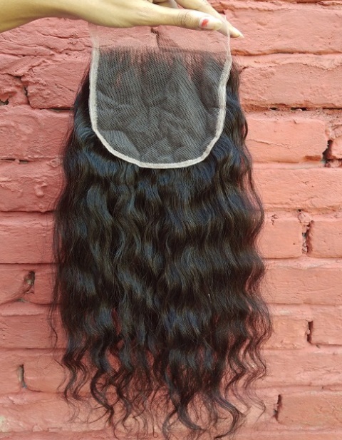 Raw Indian Curly Wavy Transparent Closure Best Hair Length: 14 Inch (In)