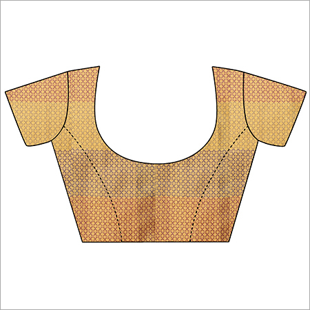 Banaras Weaved Saree - Georgette Fabric, Golden Zari Heavy Embroidery, Glossy Surface With Geometric Design
