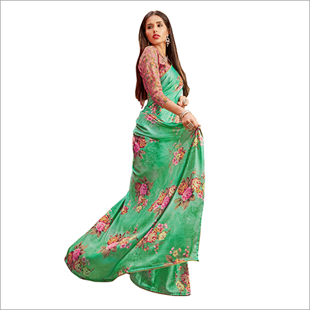 Japan Crepe Silk Sarees - Georgette Fabric , Elegant Design With Flowing Drapes And Luxurious Feel