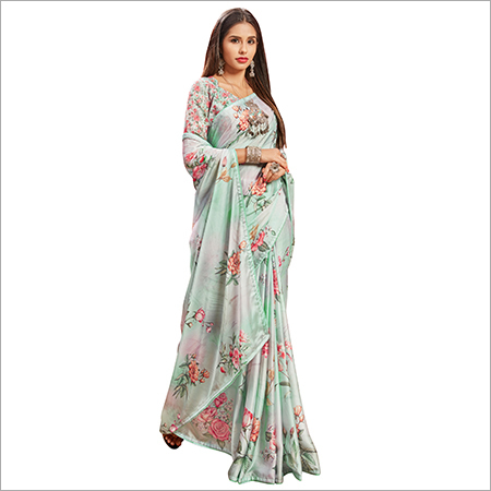 Japan Satin Silk Sarees - Georgette Material | Elegant And Flowing Design With Rich Color Options For Festive Occasions